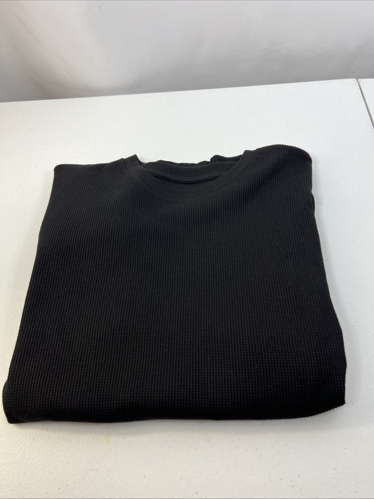 Linea Uomo Black Waffle Knit Thermal V-Neck Size XL gallery