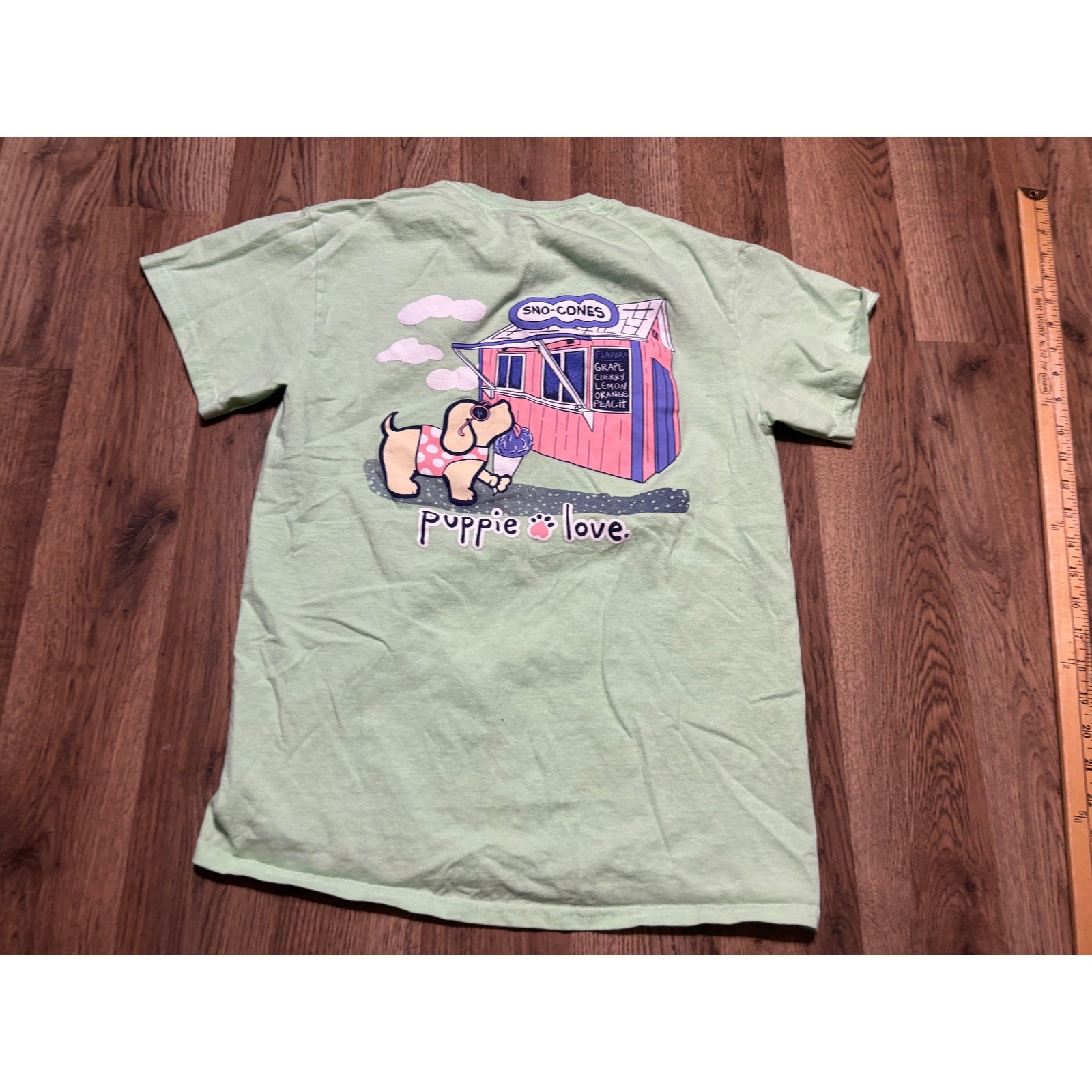 Puppie Love T-Shirt Unisex Small Mint Green Adult Sno-Cone Graphic Cotton Good gallery