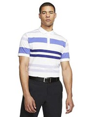 Nike Dri Fit Player Stripe Golf Polo White Purple Sz Large AV4172 102