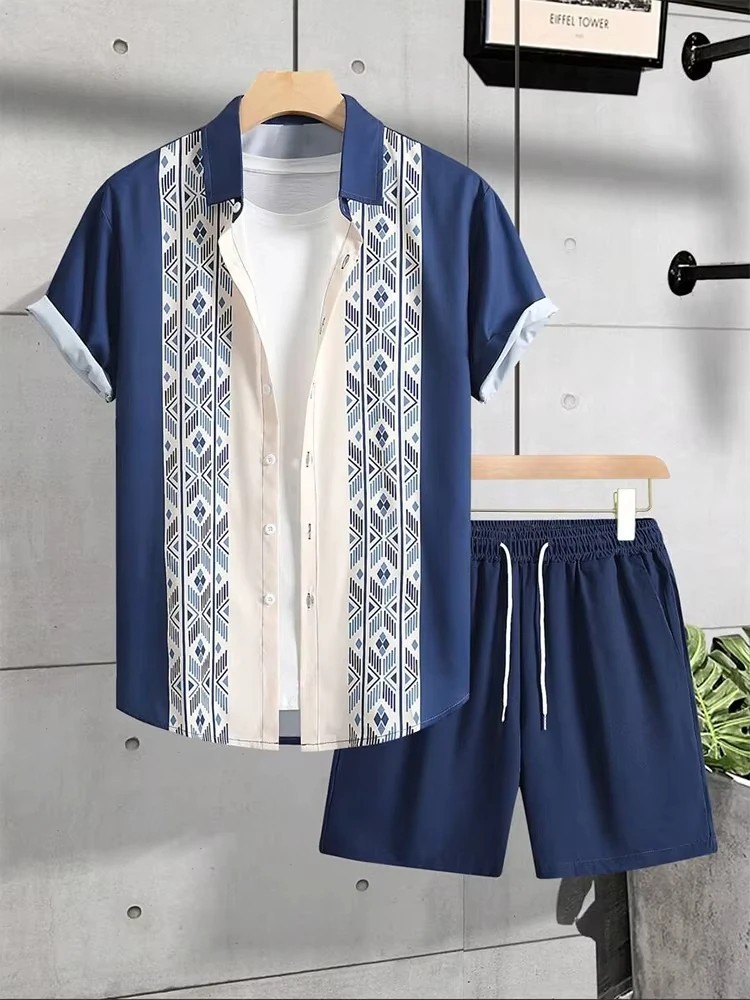Men Summer Outfit 2-piece Set Short Sleeve T-shirt and Shorts Sweatsuit Set gallery