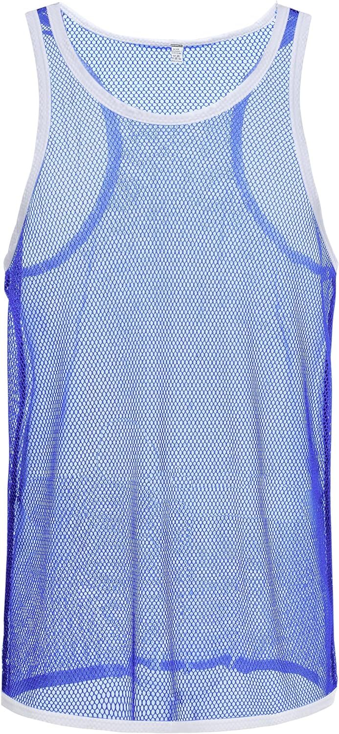 Mens Undershirt Sexy Mesh Vest Breathable Soft See Through Sleeveless Tank Tops