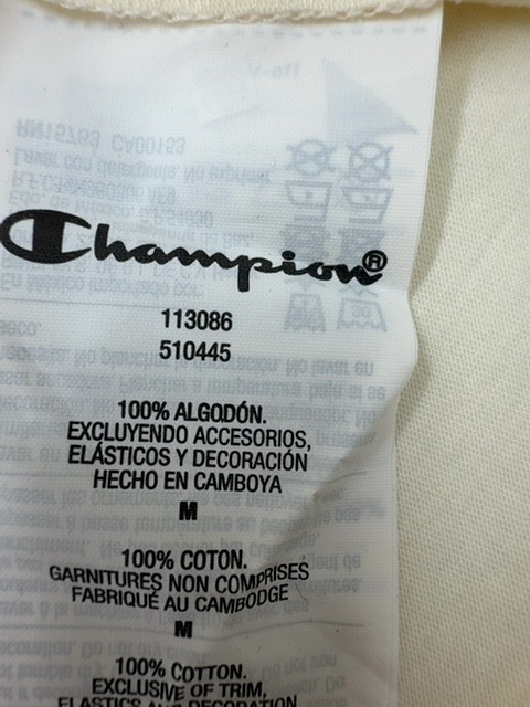 Champion Mens T Shirt Cream Striped Trim Logo Size M Condition Description gallery