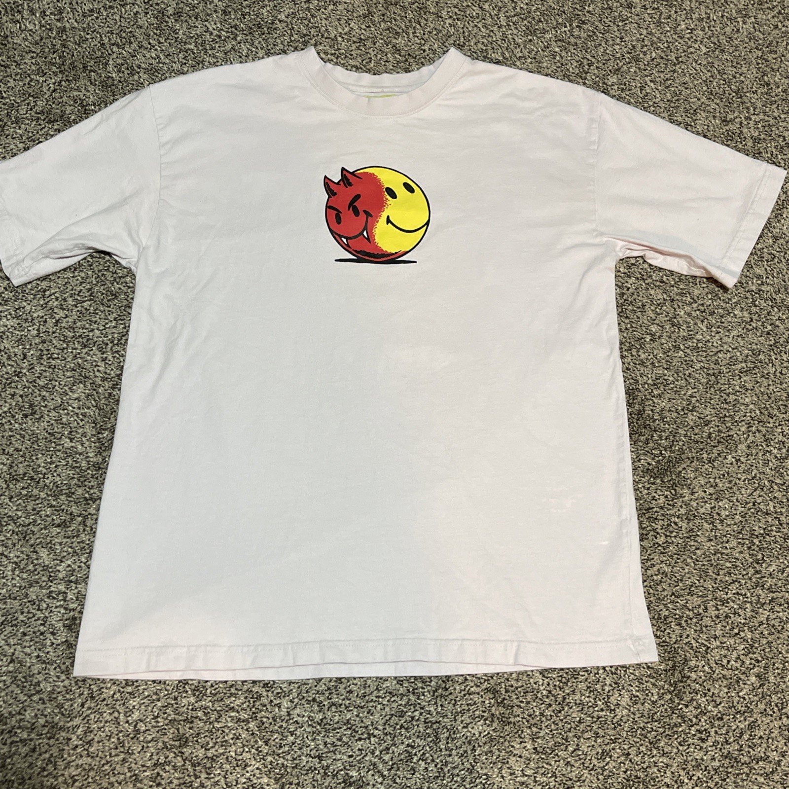 Market Smiley Good And Evil Devil Smiley Face Red Creme T-Shirt Size X-Large