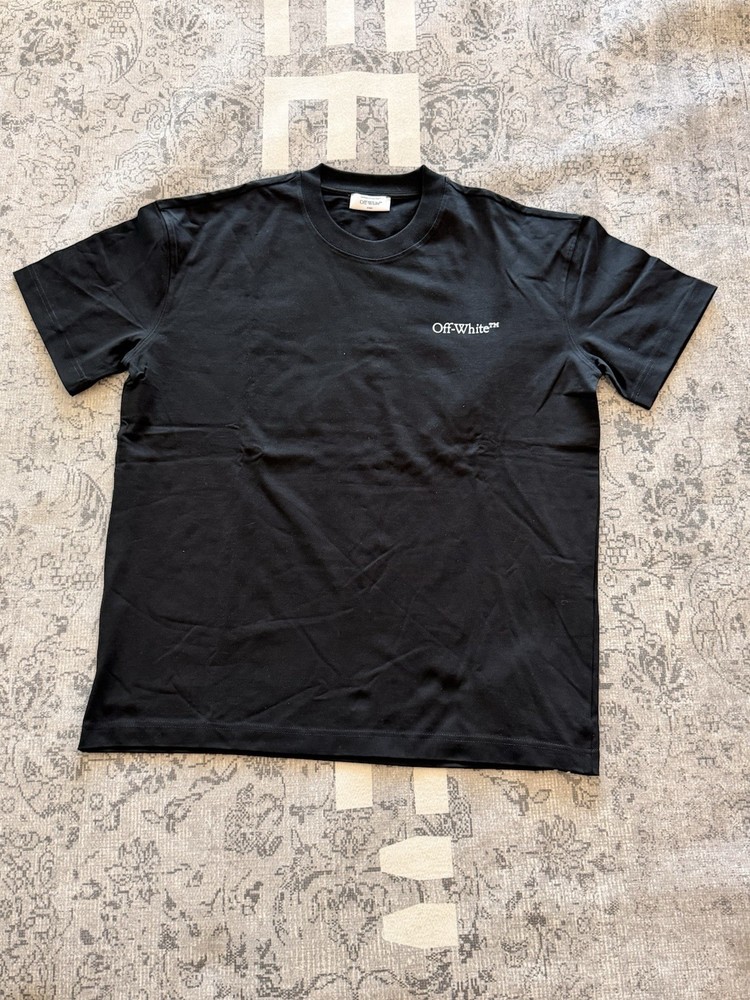 Off-White Men’s XL Black Graphic Logo Crew Neck Short Sleeve T-Shirt