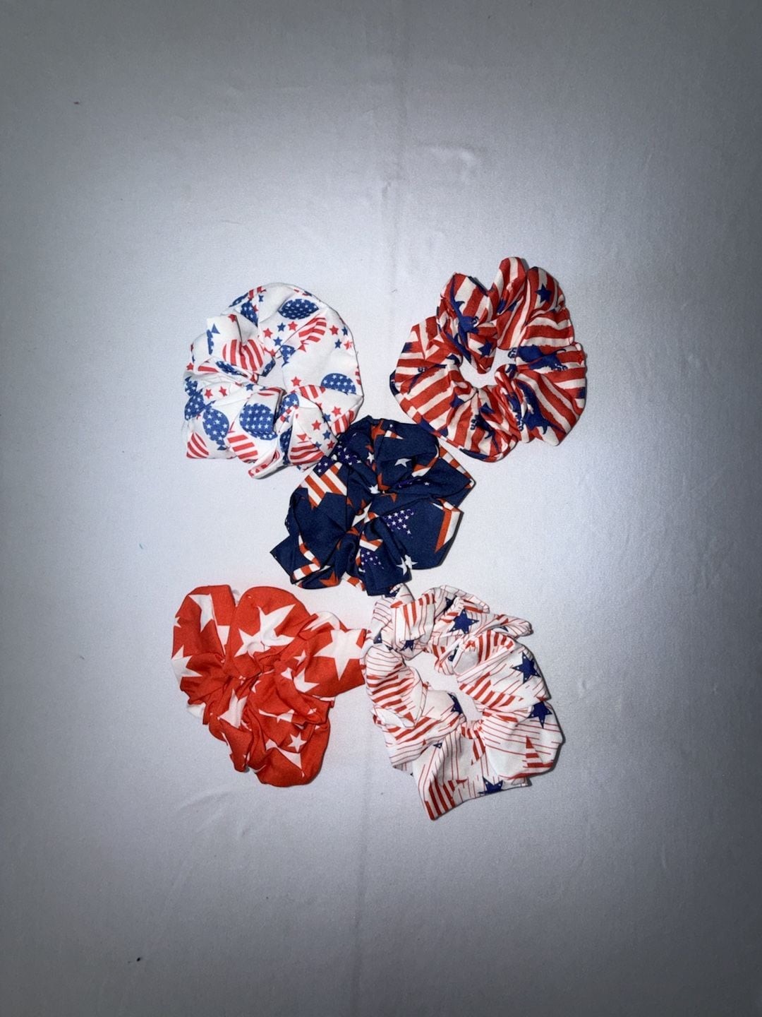 Patriotic 4th of July American Flag Scrunchies 3 pack of 5.(B2-8)