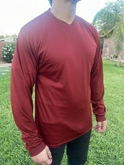 Long Sleeve Crew Neck T-shirt 100% Polyester For UV Protection Quality Colors