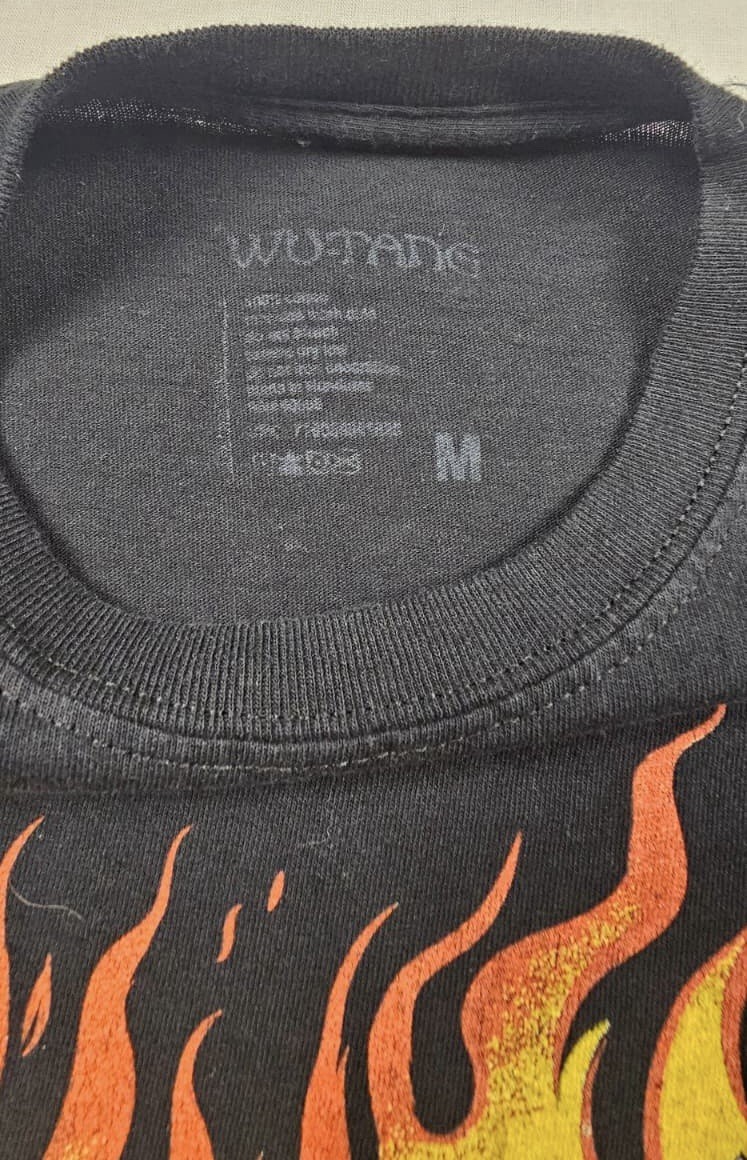Vintage Wu Tang Clan Flames Logo Hip Hop Rap Tee Black Y2K T Shirt Size Medium gallery