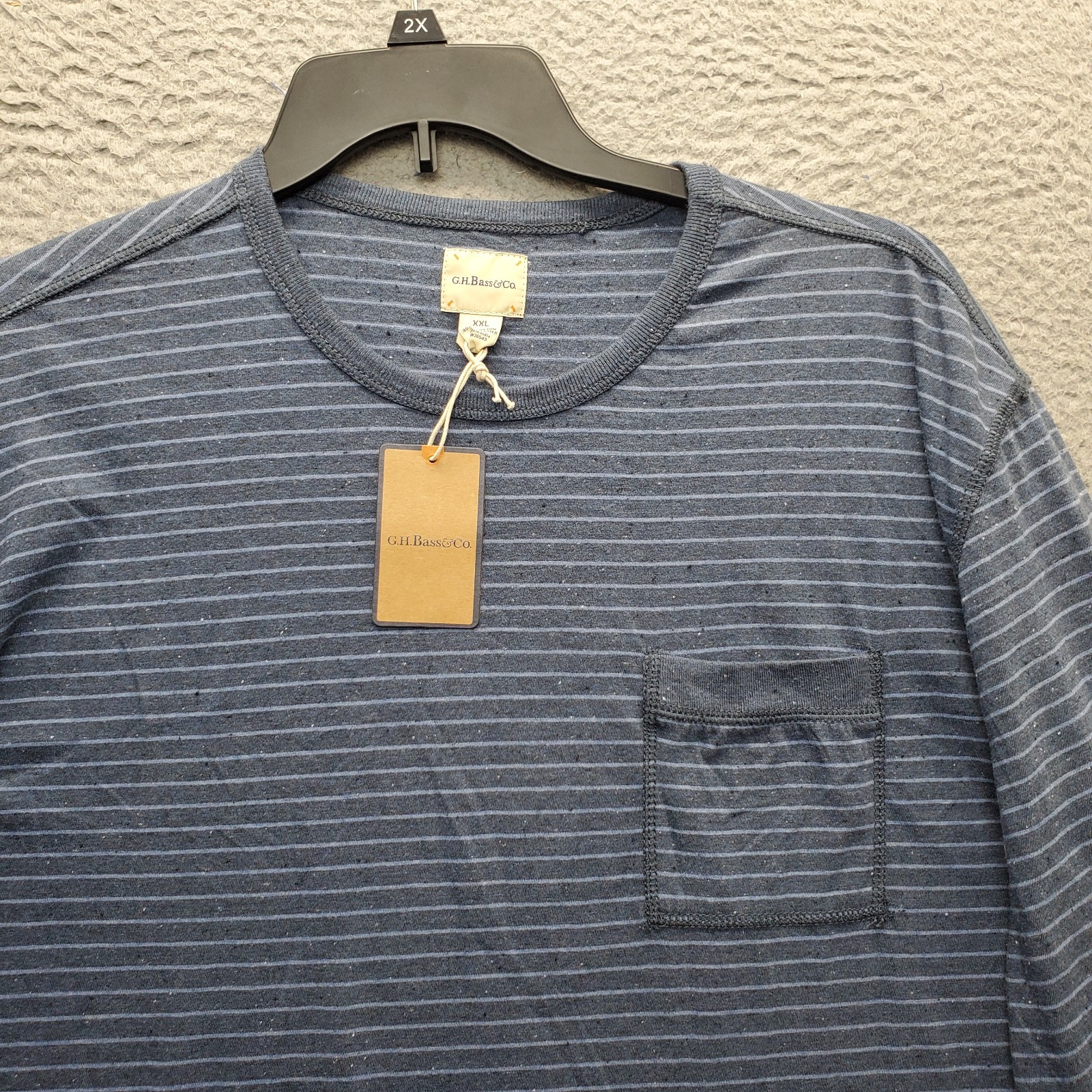 G.H. Bass & Co. Pocket Shirt Mens XXL Multi Striped Long Sleeve Pullover Tee gallery