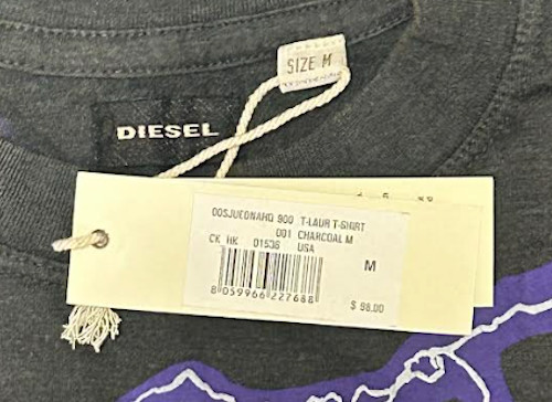 Vintage Y2K $98 DIESEL Charcoal LAUR Short Sleeve Slim Fit Designer T-shirt NWT gallery