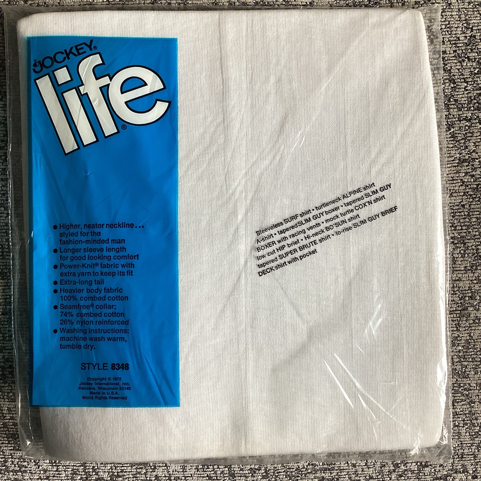Vtg 1972 Jockey Life Bosun High Neck T-Shirt NOS Deadstock 70s Blank White Tee gallery