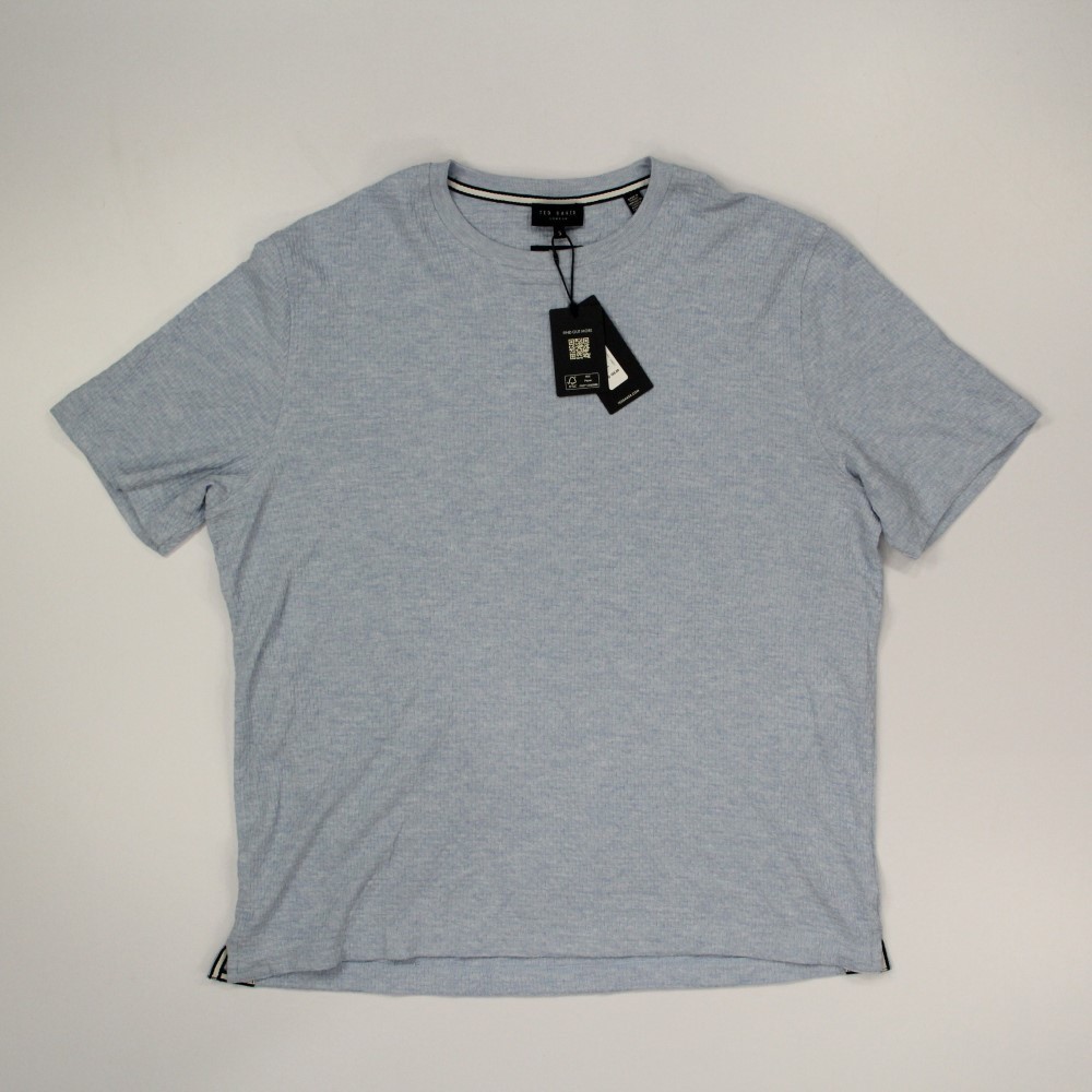 Ted Baker Men’s Textured Short Sleeve T-Shirt Size 5 XL Regular Blue Stretch NWT