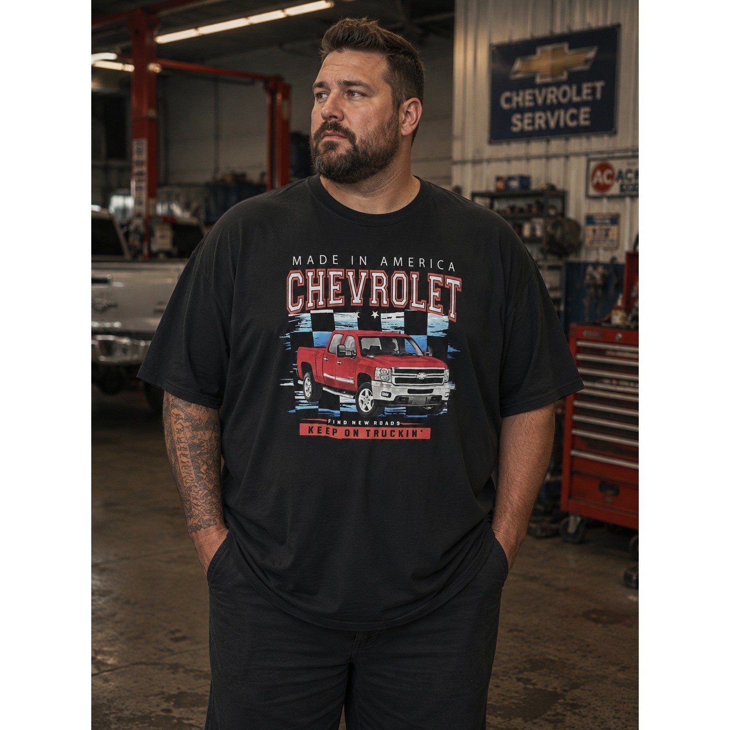 GENERAL MOTORS Men's 3XLT Black Chevrolet T-shirt Chevy GM Truck Trucks -1481 gallery