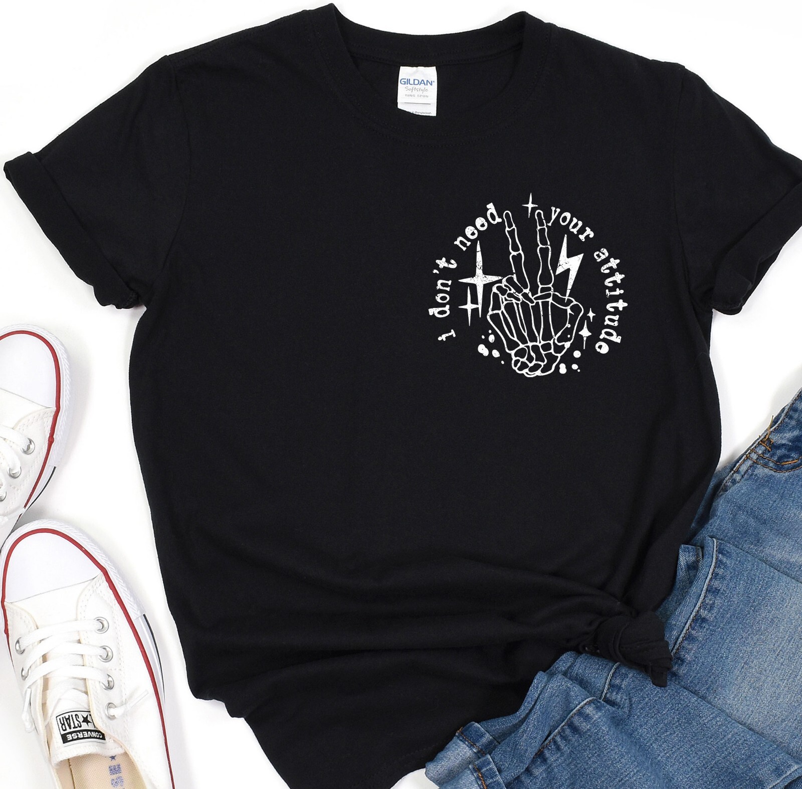 Oversize Shirt, I don't need your attitude T-Shirt, Positive Vibes Tee gallery