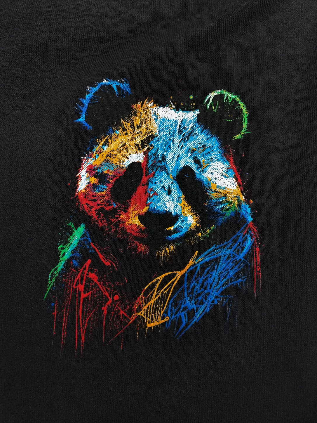 Oversized Panda T-Shirt Cute Kawaii Graphic Tee Unisex Funny Streetwear Black gallery