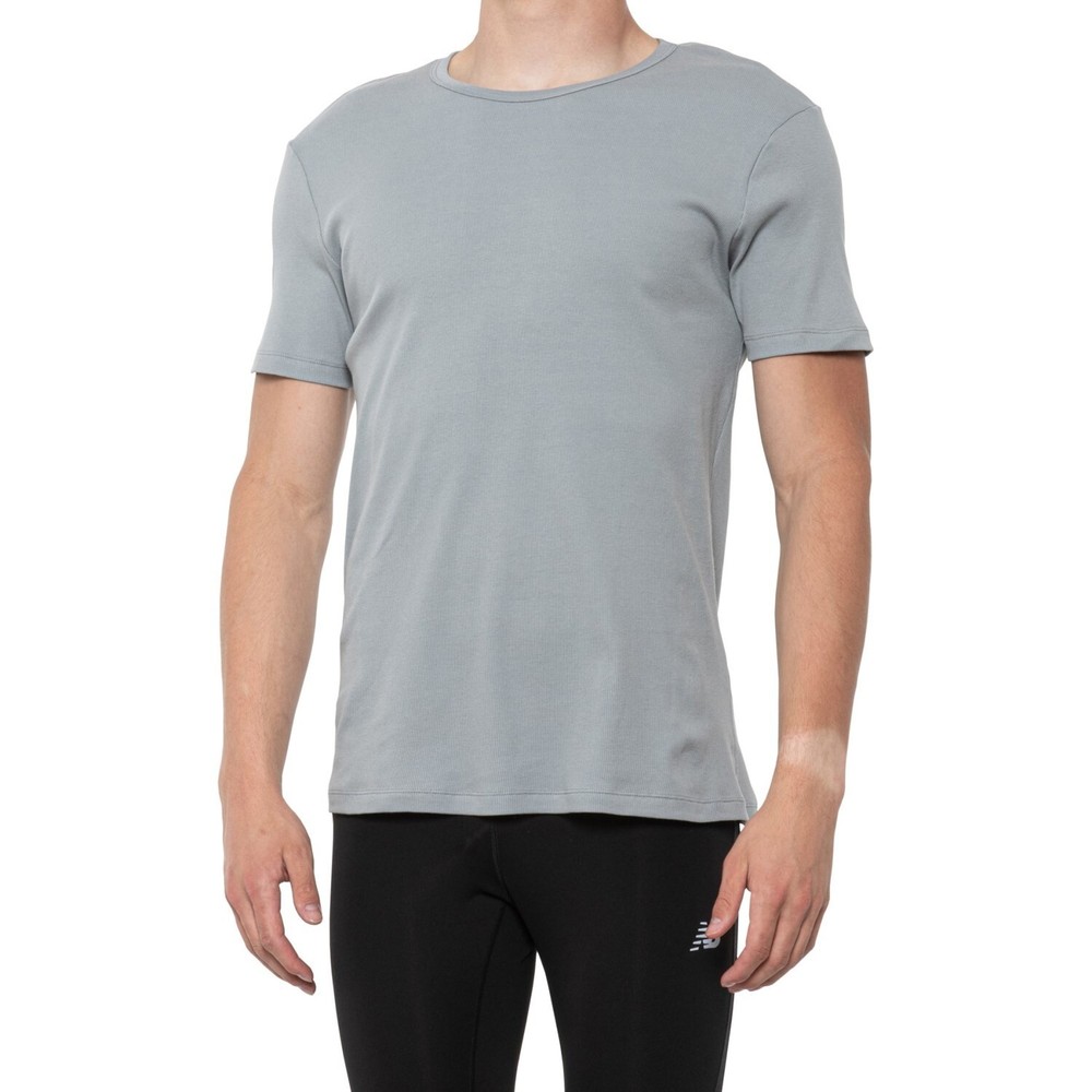 Mack Weldon Mens S Prime Cotton Nylon Blend Gray Ribbed Temp Control T-Shirt A1