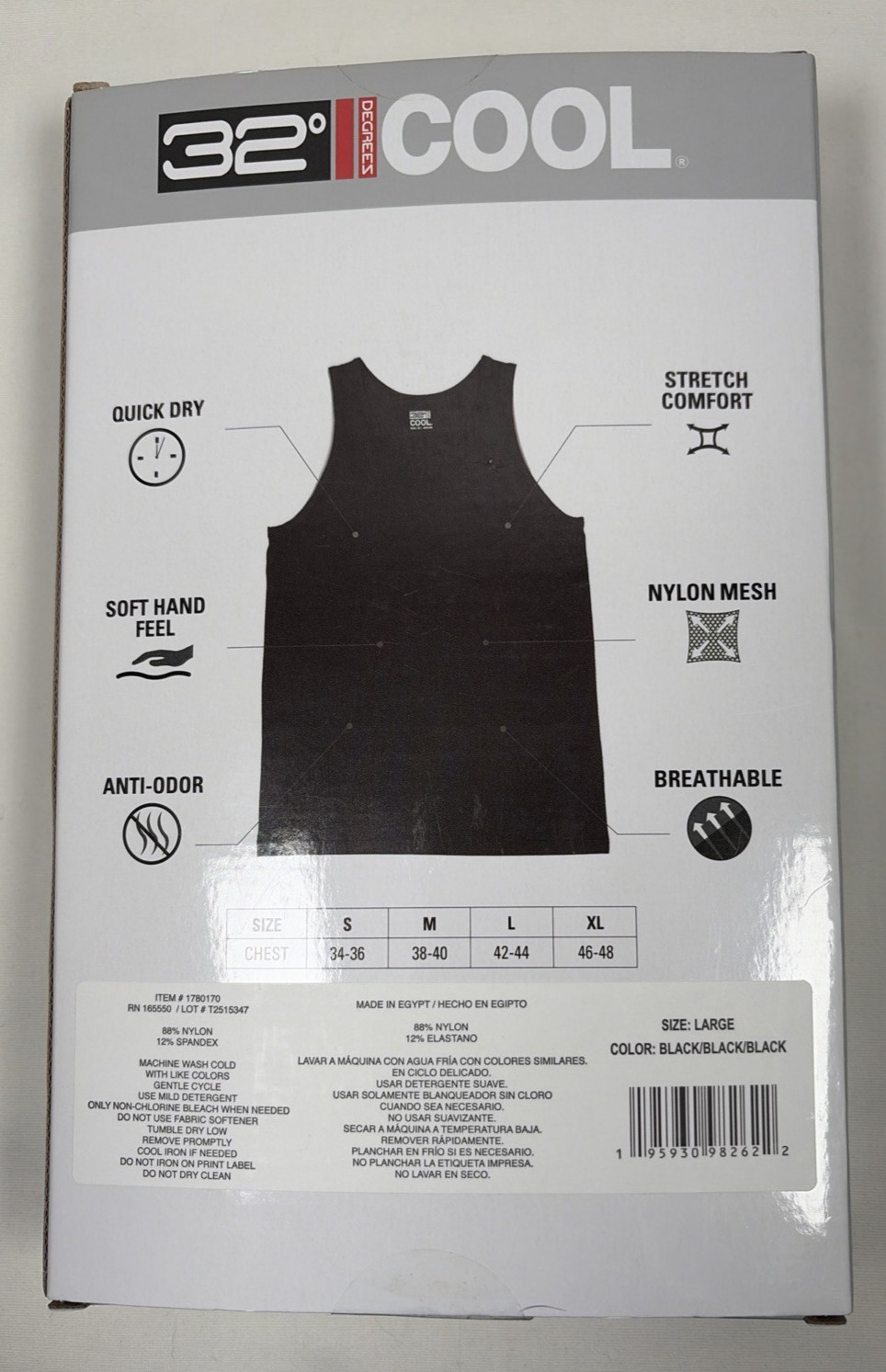 Lot of 2 32 Degrees Cool Comfort Mesh Tank 3 Pk Each Black White Size Large NEW gallery