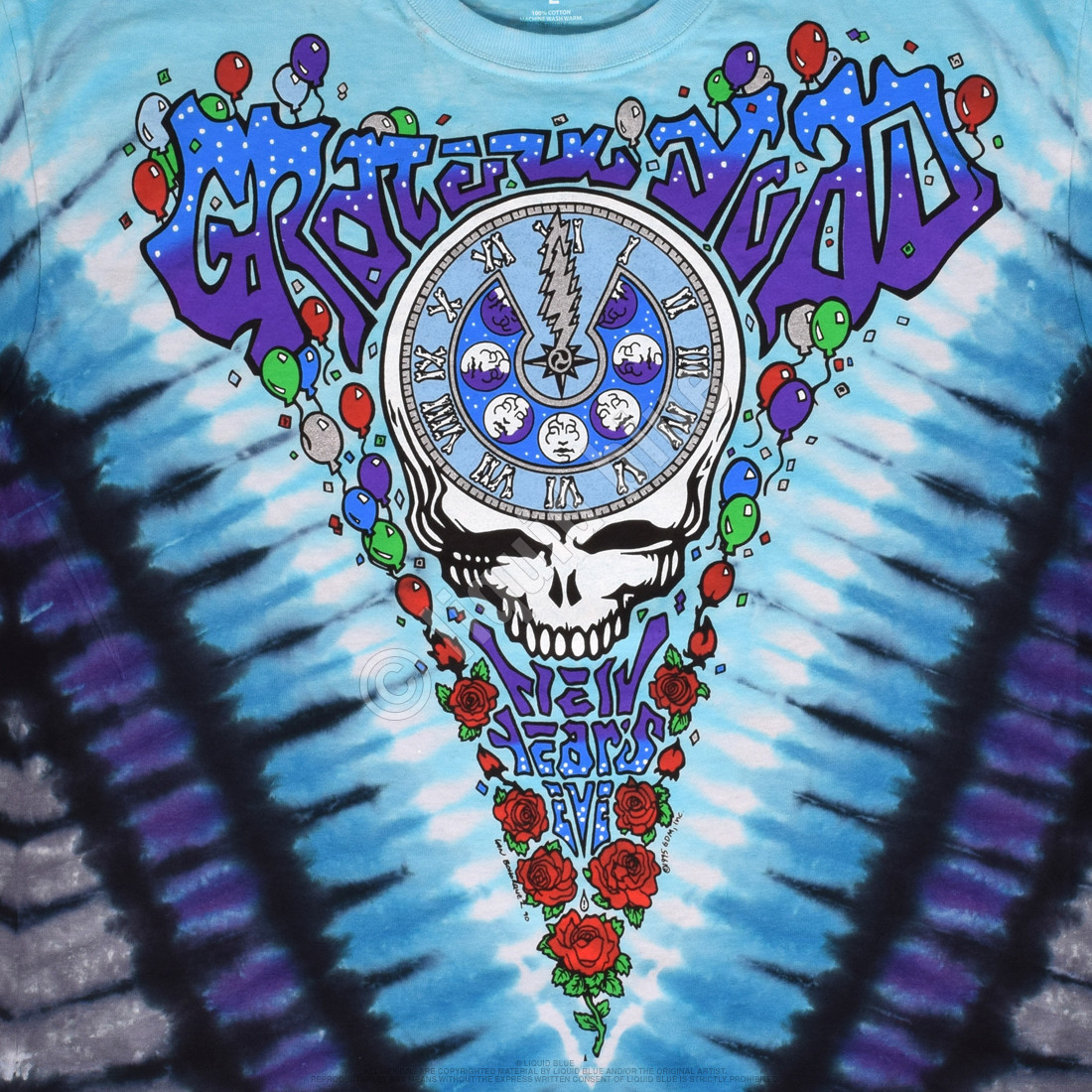 GRATEFUL DEAD-MIDNIGHT HOUR-NEW YEAR 90- TIE DYE T-SHIRT S-M-L-XL-XX Garcia,Wier gallery