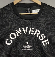 Converse Jersey TShirt Men LARGE Short Sleeve-LOGO-Black-Palm Leaves-Vented Mesh