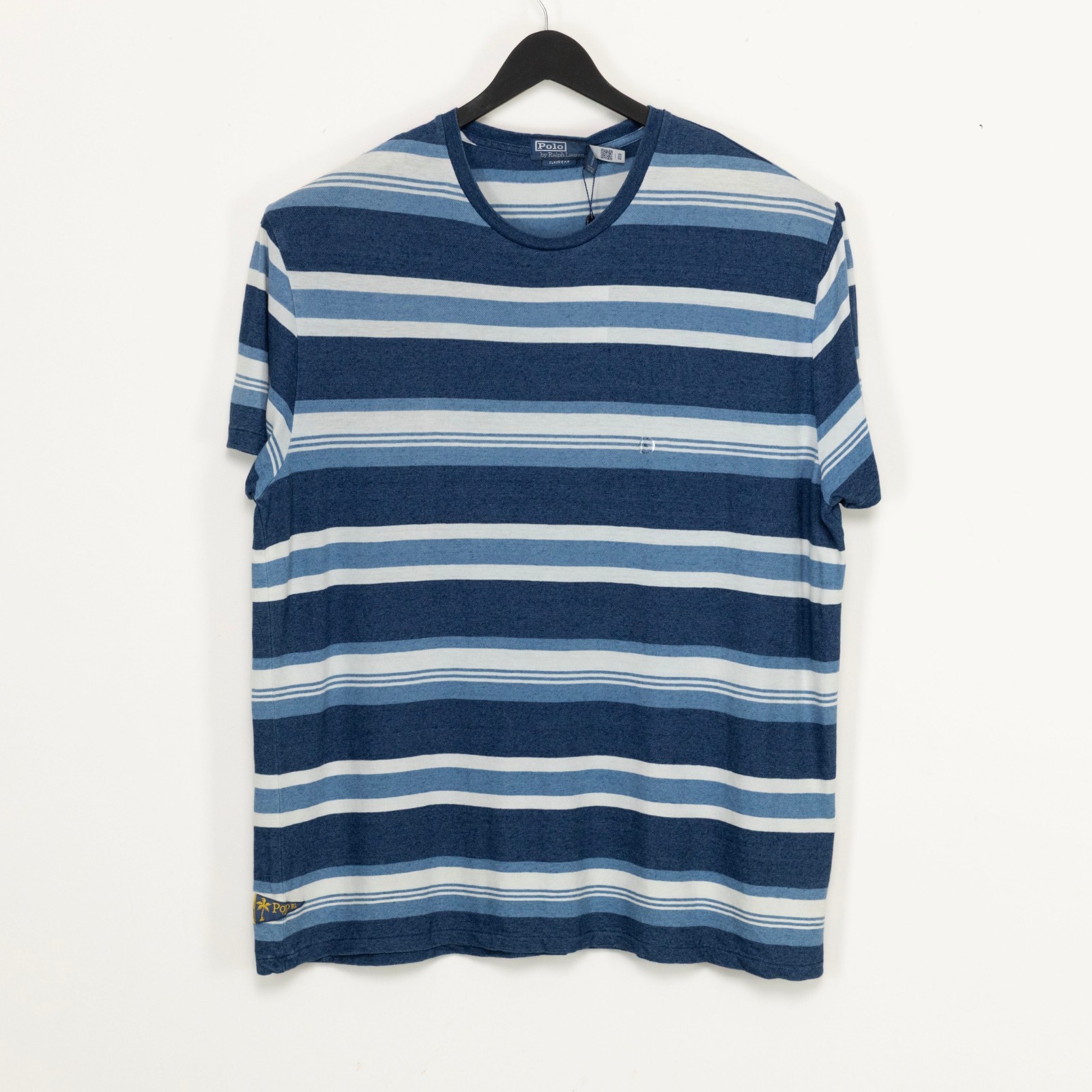 Polo Ralph Lauren Men Classic Fit Striped Cotton Linen Tee Navy Size XL