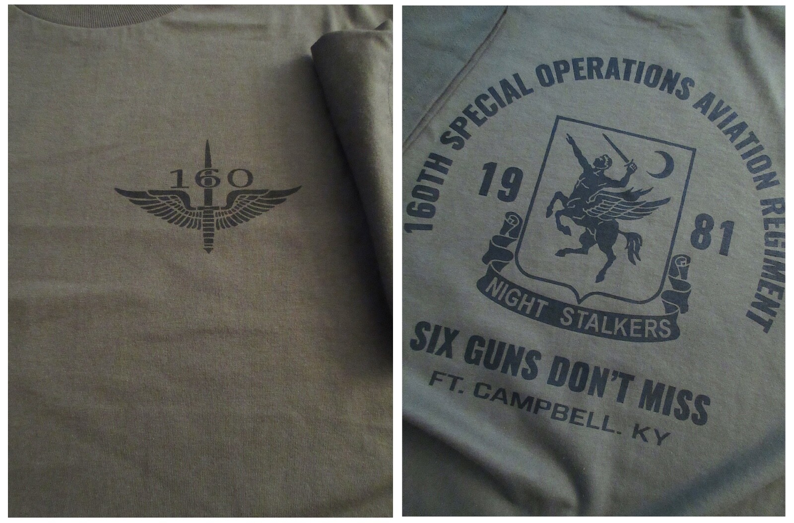 160th NIGHT STALKERS SOAR Six Guns Don't Miss T-Shirt LARGE Military Ultra C 6oz gallery