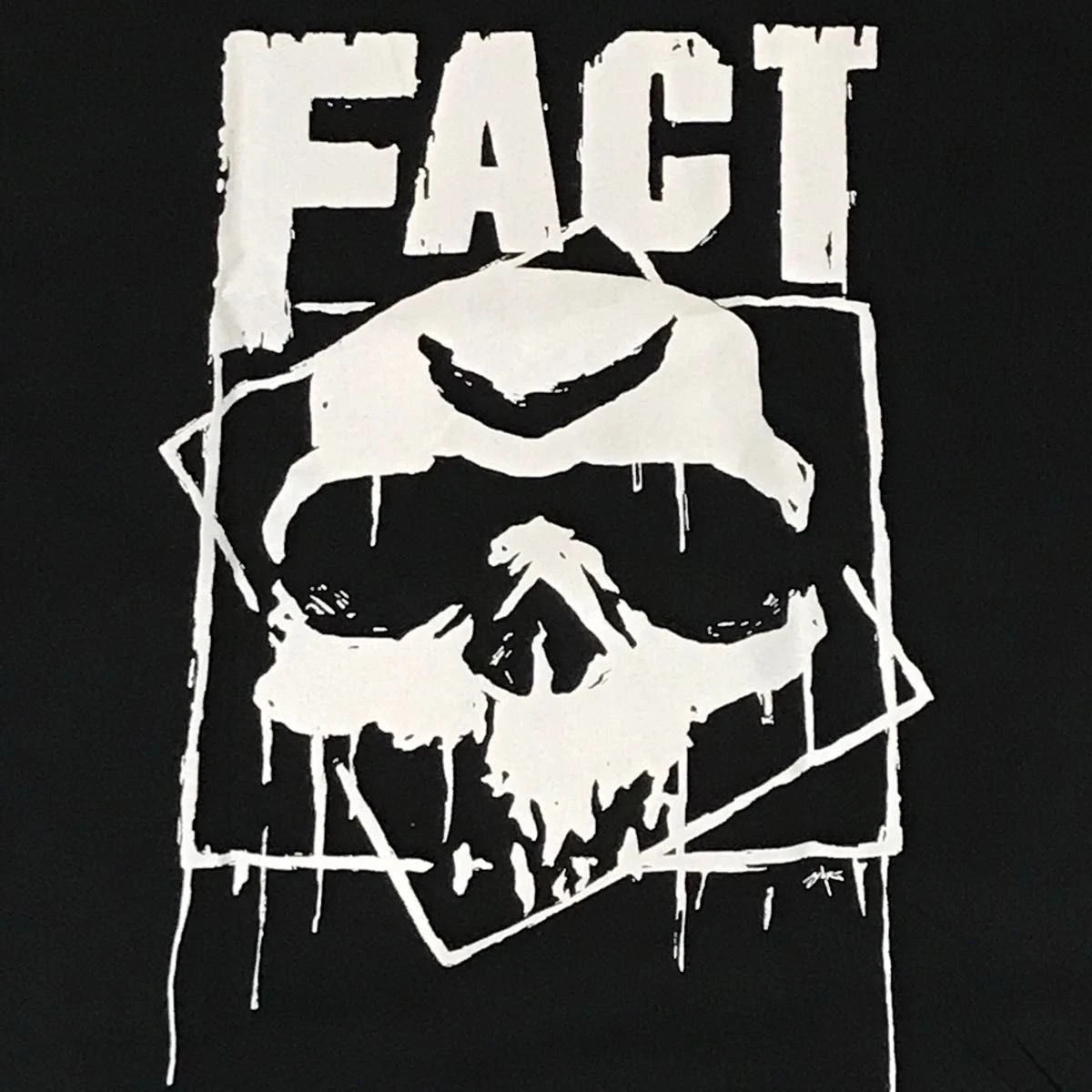 Fact Stencil Skull T-Shirt Dripping Paint Grunge Streetwear Graphic Tee Mens