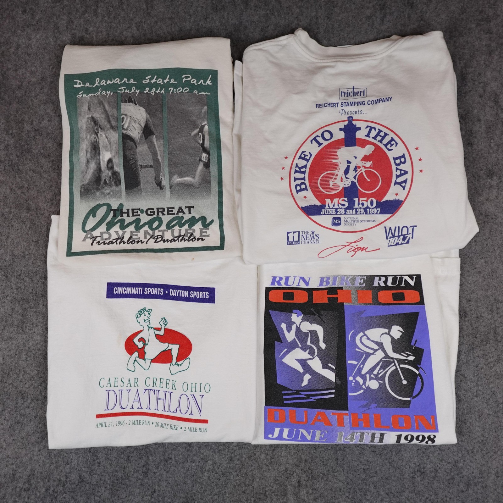 Vintage Triathlon Shirt Mens Large Lot of 4 Run Bike Cycling Ohio Duathlon 90s