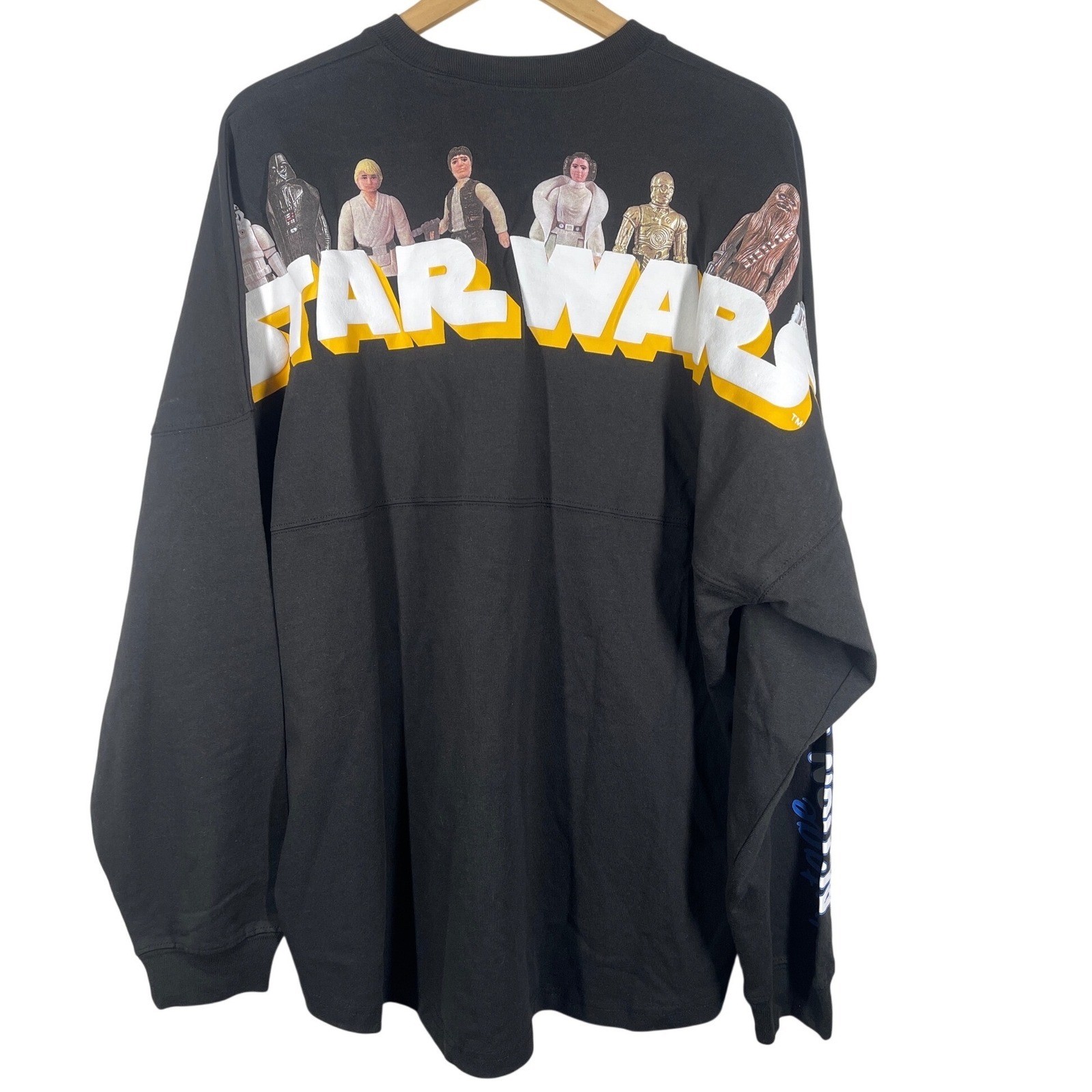 Disney Parks Star Wars Action Figure Spirit Jersey Black Long Sleeve Shirt L