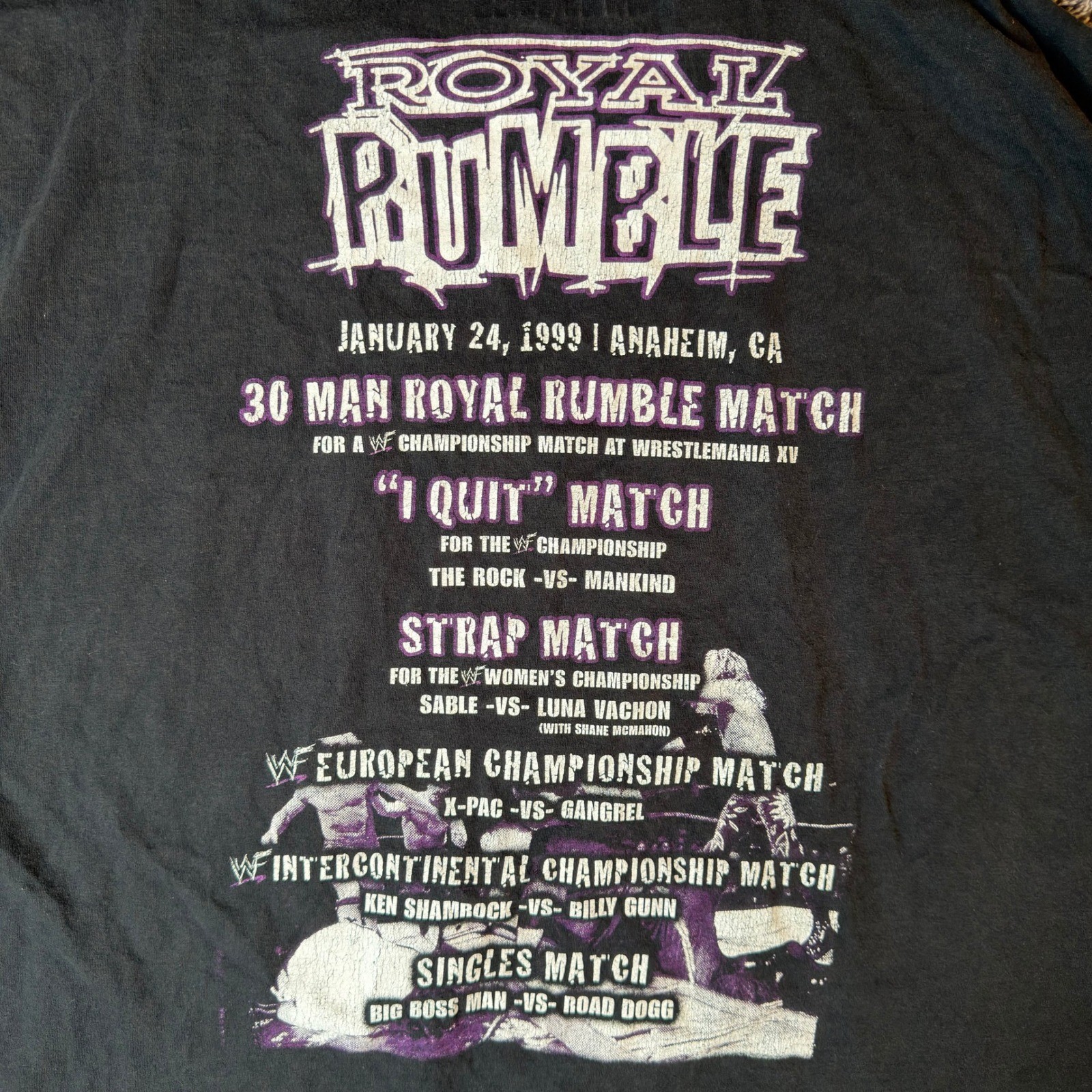 WWF Royal Rumble 1999 Modern Vintage Reprint Graphic T-Shirt Black 5X Mens WWE gallery