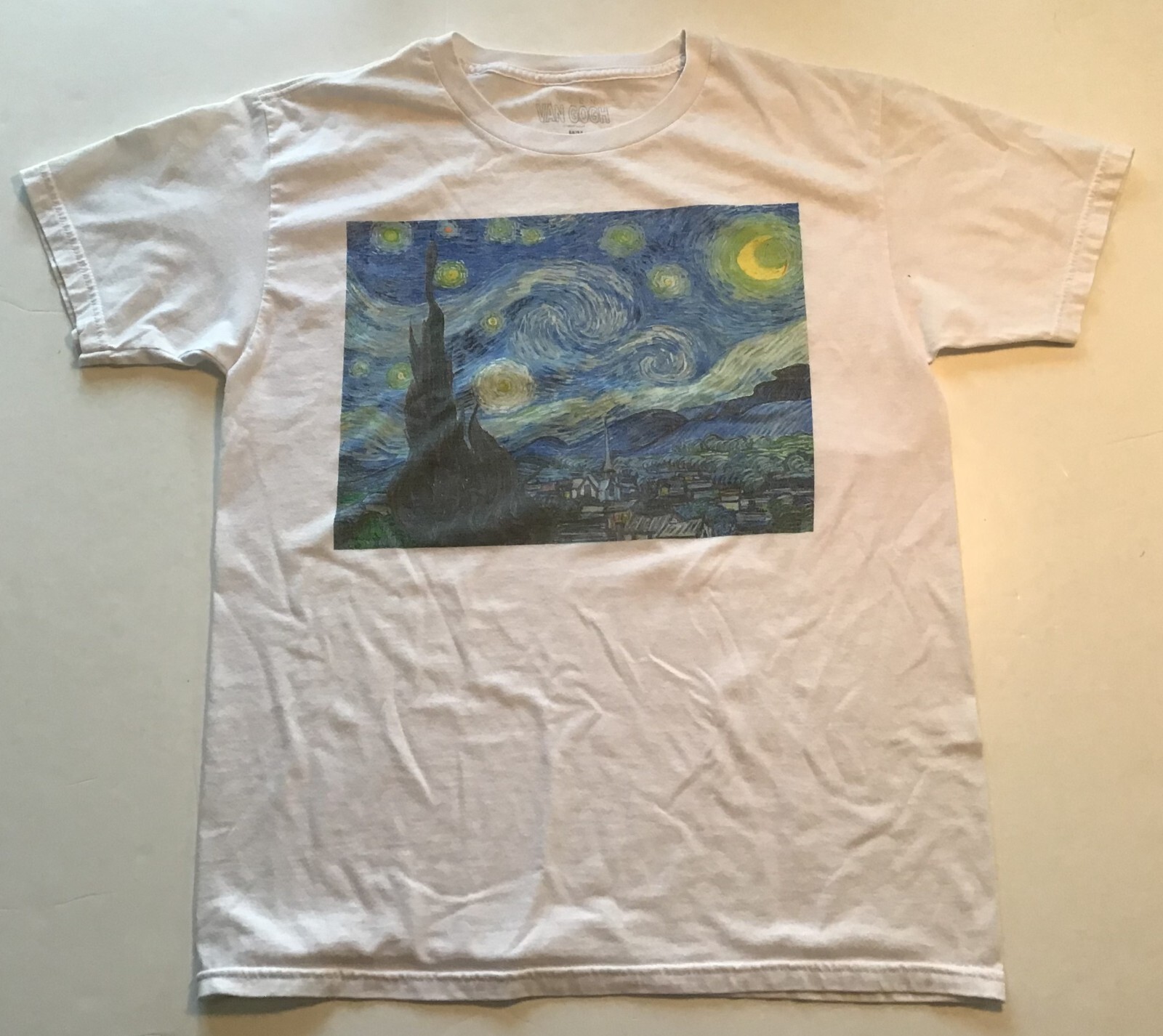 Starry Starry Night Vincent Van Gogh T-Shirt, White, Size Medium gallery