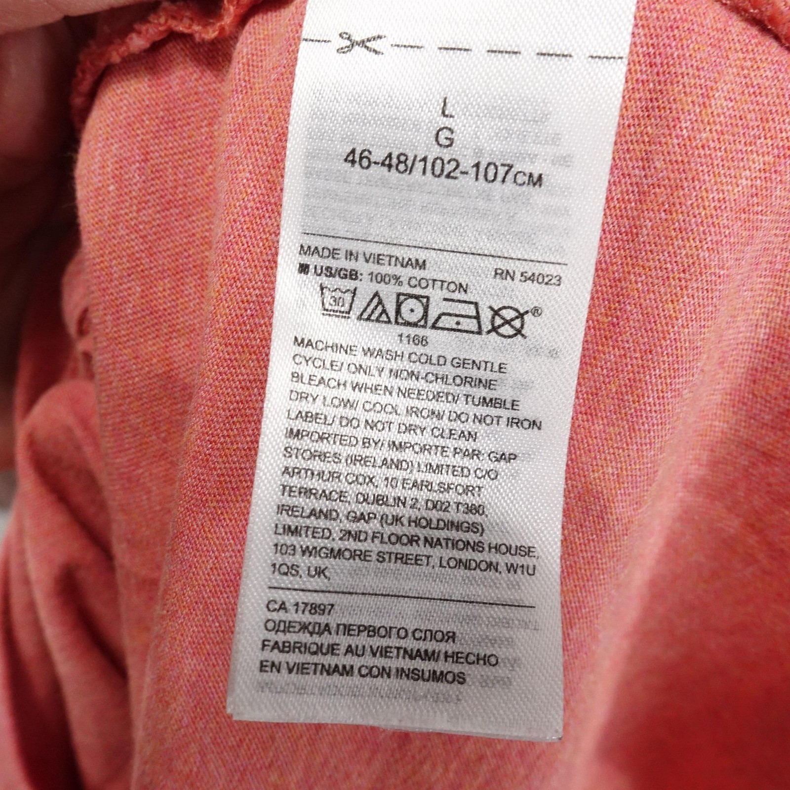 Banana Republic Shirt Mens Large Heather Coral Soft Wash Organic Cotton Crewneck gallery
