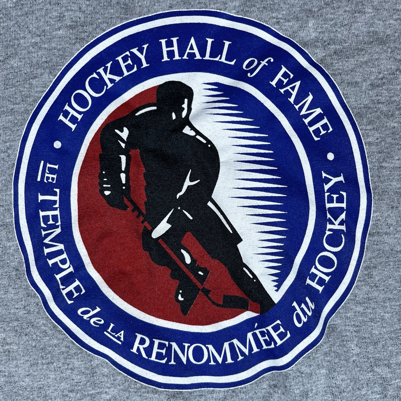 Reebok Mens XL Grey Graphic Tshirt Hockey Hall Of Fame French Thick Cotton NHL gallery