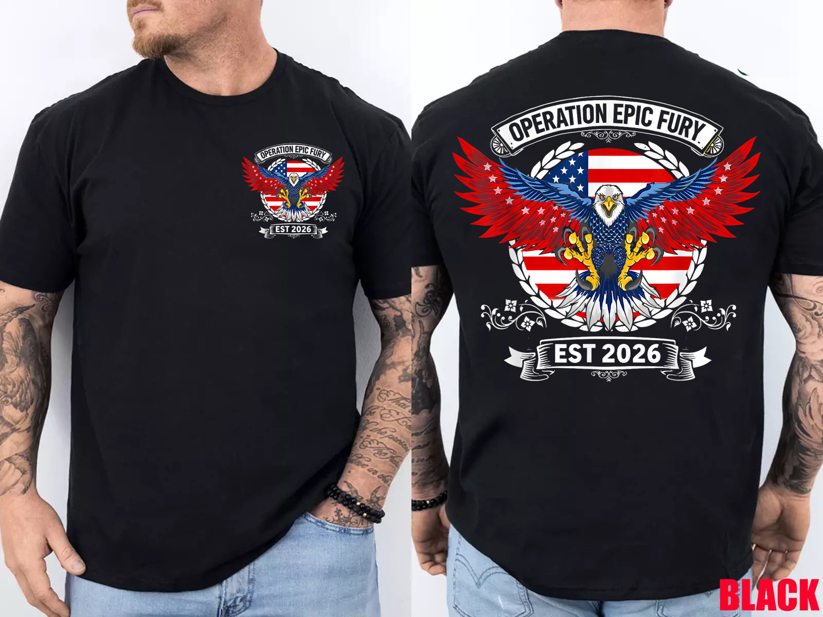 Operation Epic Fury Military Tactical Patriotic USA Graphic 2 Side T-Shirt
