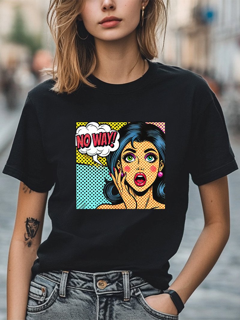 Retro Pop Art T-Shirt "No Way!" Colorful Comic Style Men Women Unisex T-Shirt gallery
