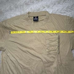 Beige T-Shirt Men’s M Slashed Cut Sleeves + Pocket