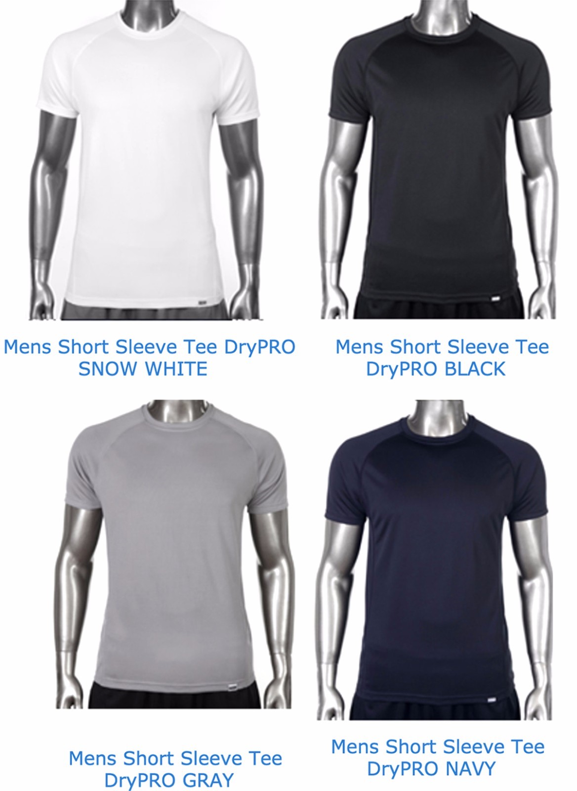 New Pro Club Men’s 100% Polyester DryPro Gym Sports Quality Plain T-Shirt S~5XL