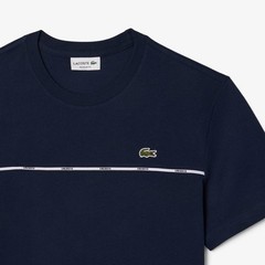 Lacoste Men’s Regular Fit Navy Blue Logo Striped T-shirt Medium