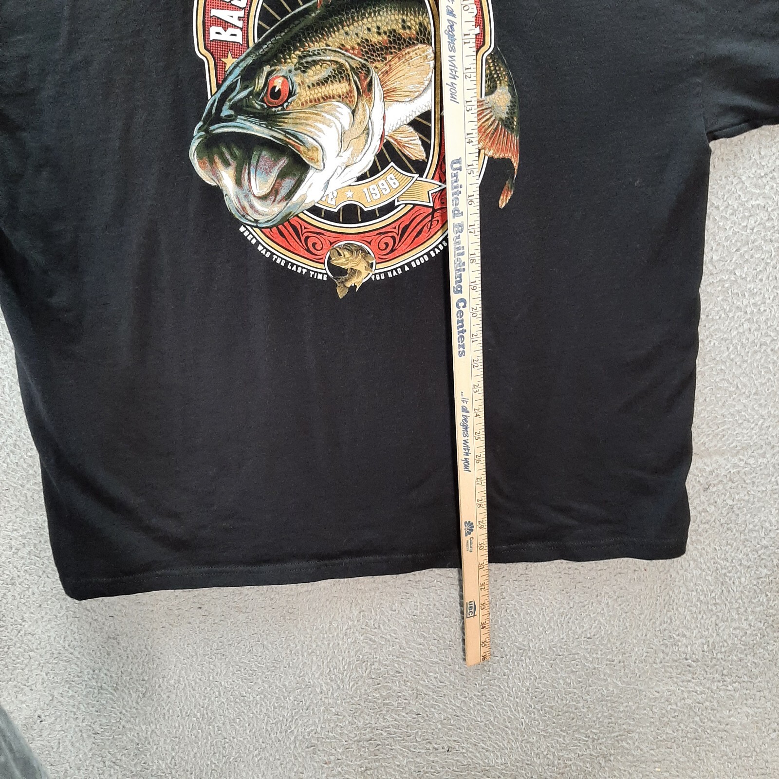 Gildan Shirt Adult 2XL XXL Black Large Mouth Bass Fishing Outdoors Sportsman gallery