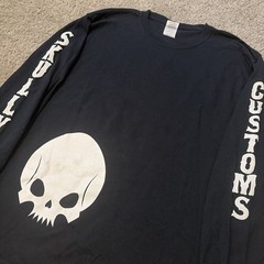 Skully Customs Motorcycle Biker Shop Long Sleeve Skull T-Shirt L Grunge Skater