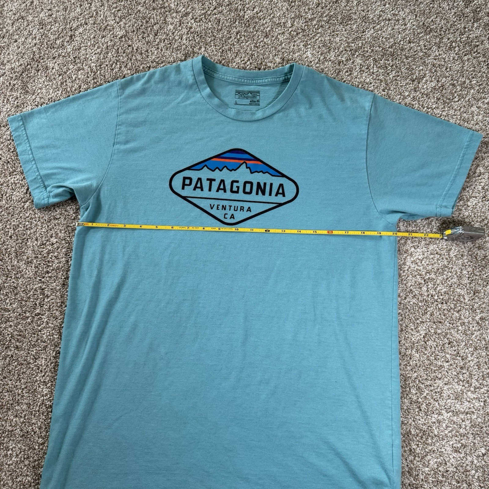 Patagonia Short Sleeve Mens Size L Blue Teal Ventura CA Graphic Cotton T Shirt gallery