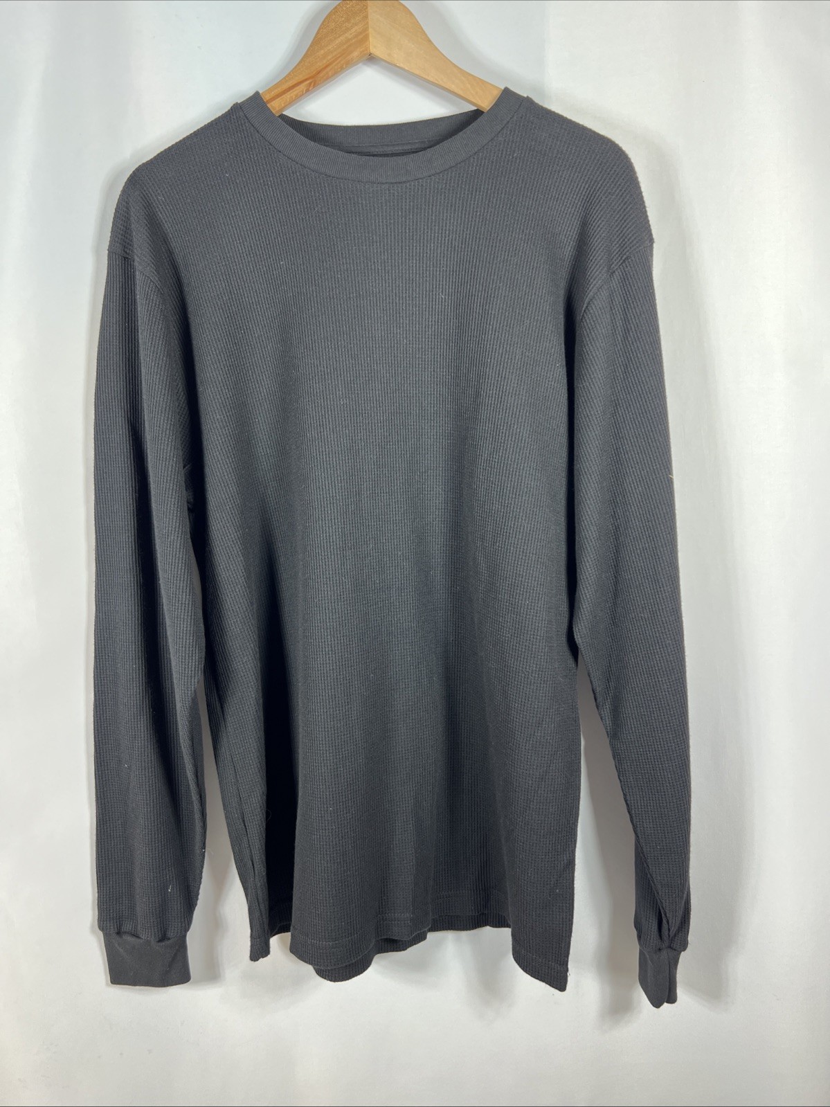 Linea Uomo Black Waffle Knit Thermal V-Neck Size XL gallery