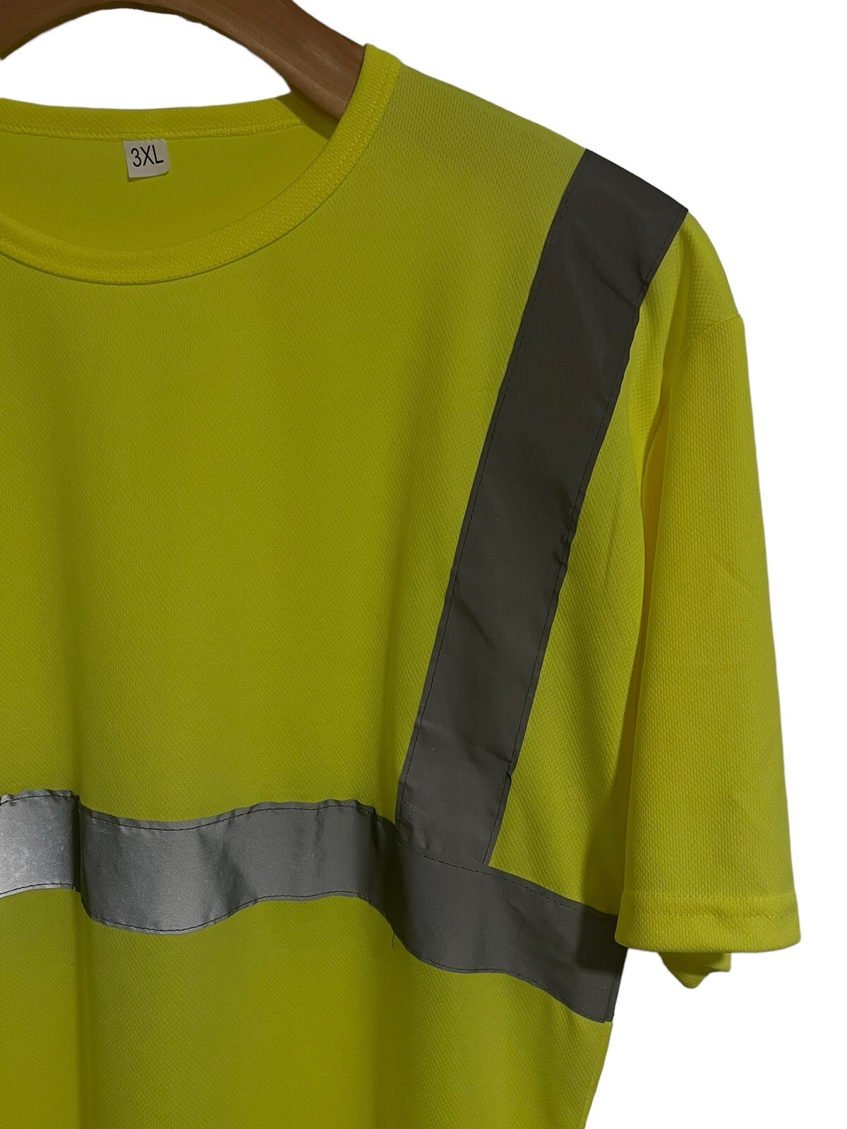 Safety Shirt Mens 3XL High Visibility Florescent Yellow Reflective Strips NEW gallery