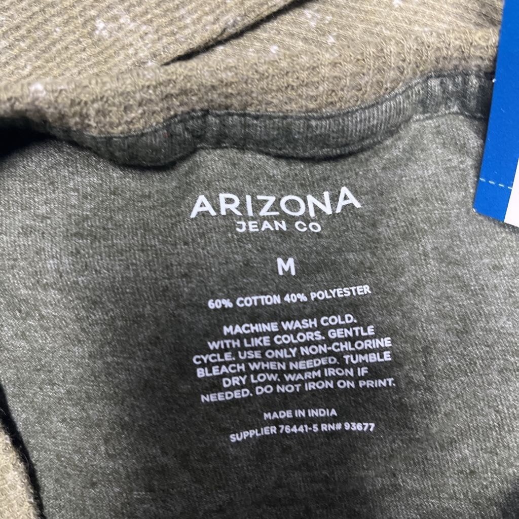 Arizona T-Shirt Mens M Green Long Sleeve Pocket Crew Neck Polycotton New gallery