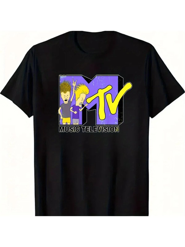 Retro MTV Logo Cotton T-Shirt – Breathable, Comfort Fit for Casual