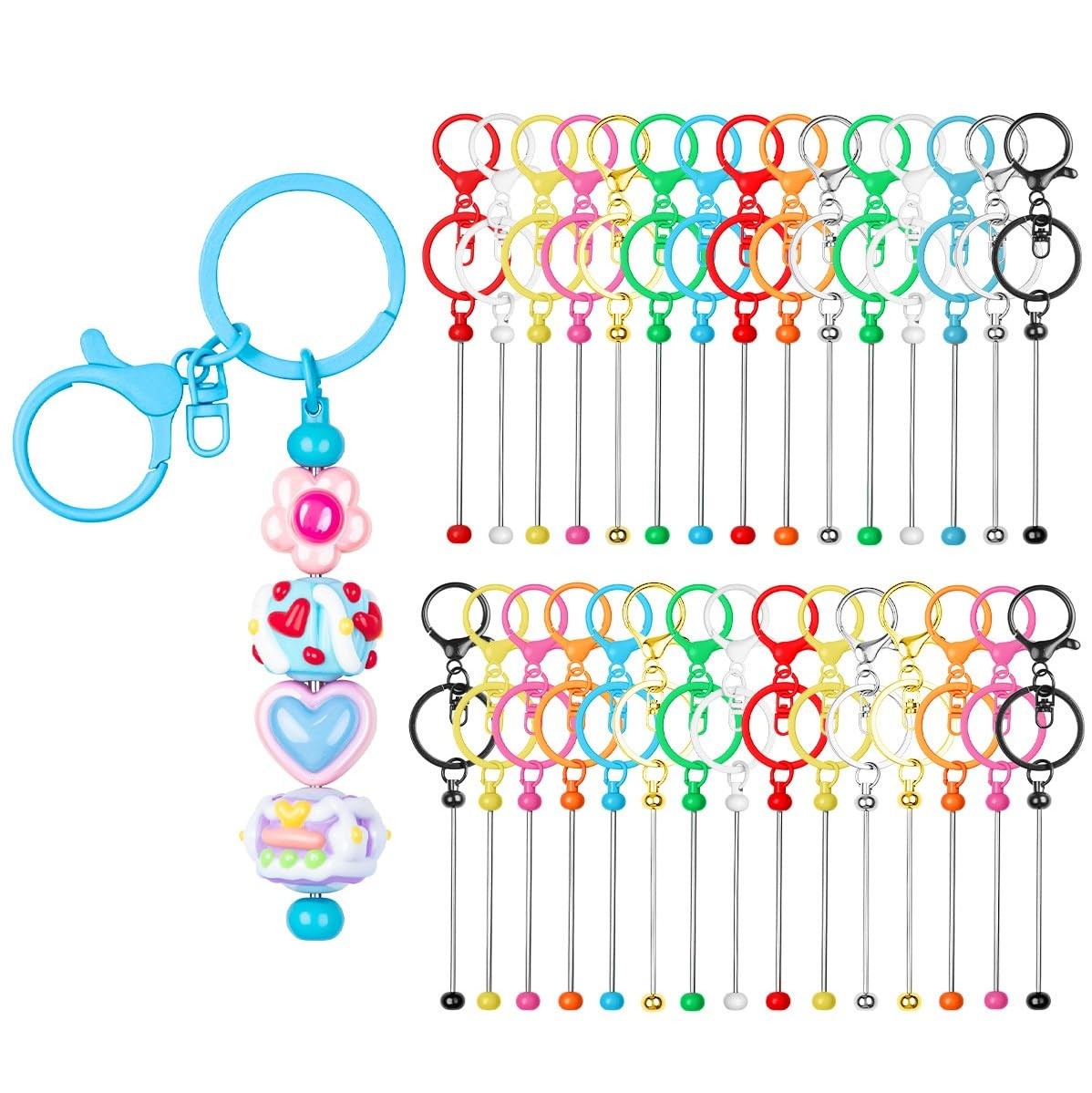 30pcs Beadable Keychains Keychain Bulk kit Cute Blank Bead Keychain Strip DIY... gallery