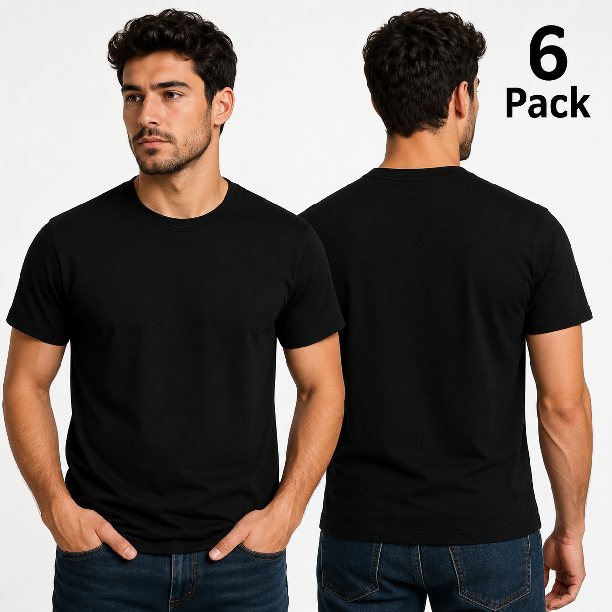Men's 220 GSM Black Cotton T-Shirt Crew Neck Short Sleeve Regular Fit S,M,L,XL gallery