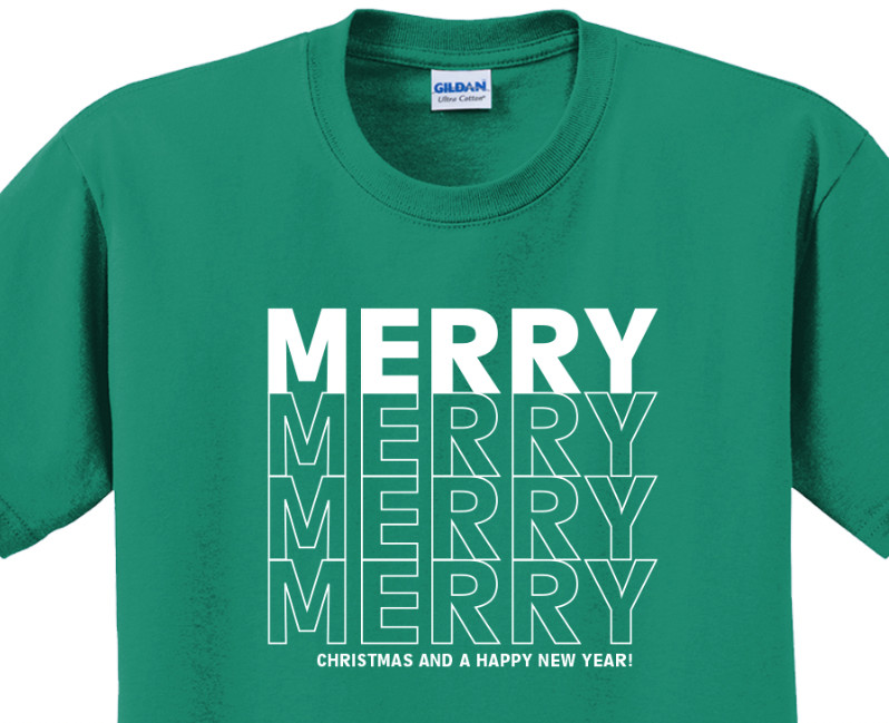 Merry Christmas Holiday T-Shirt Short Sleeve Graphic Tee Unisex apparel Text gallery