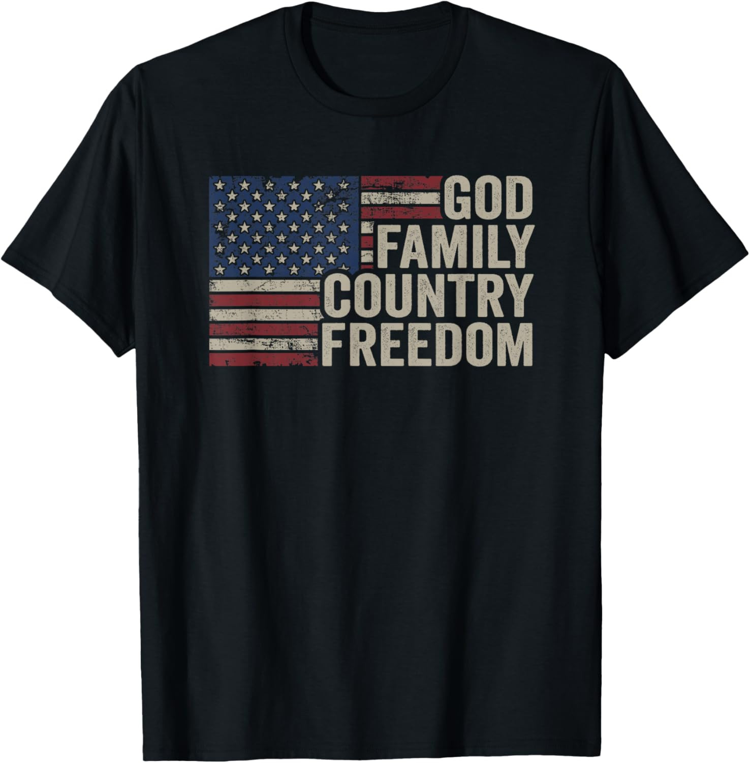 God Family Country Freedom - 4th July USA Flag Christian T Shirt gallery