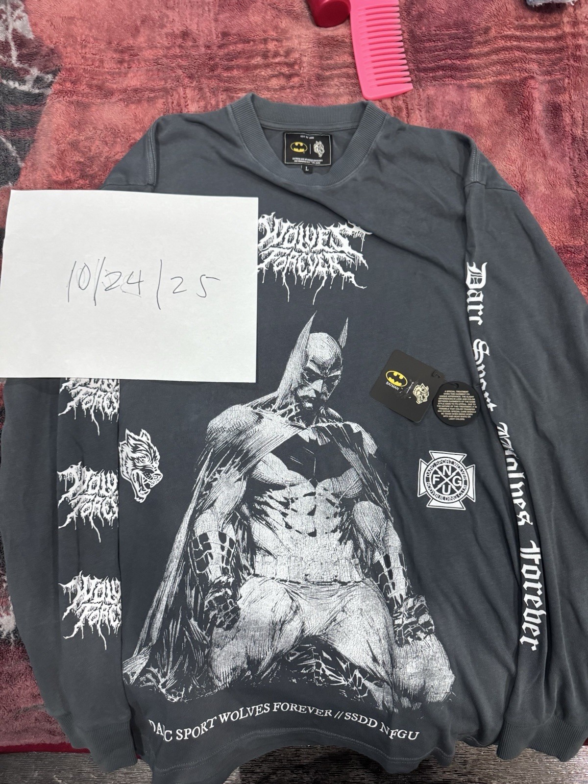 Darc Sport X Batman Collab – Long sleeve Tee – NEW – Gray – Large – True To Size