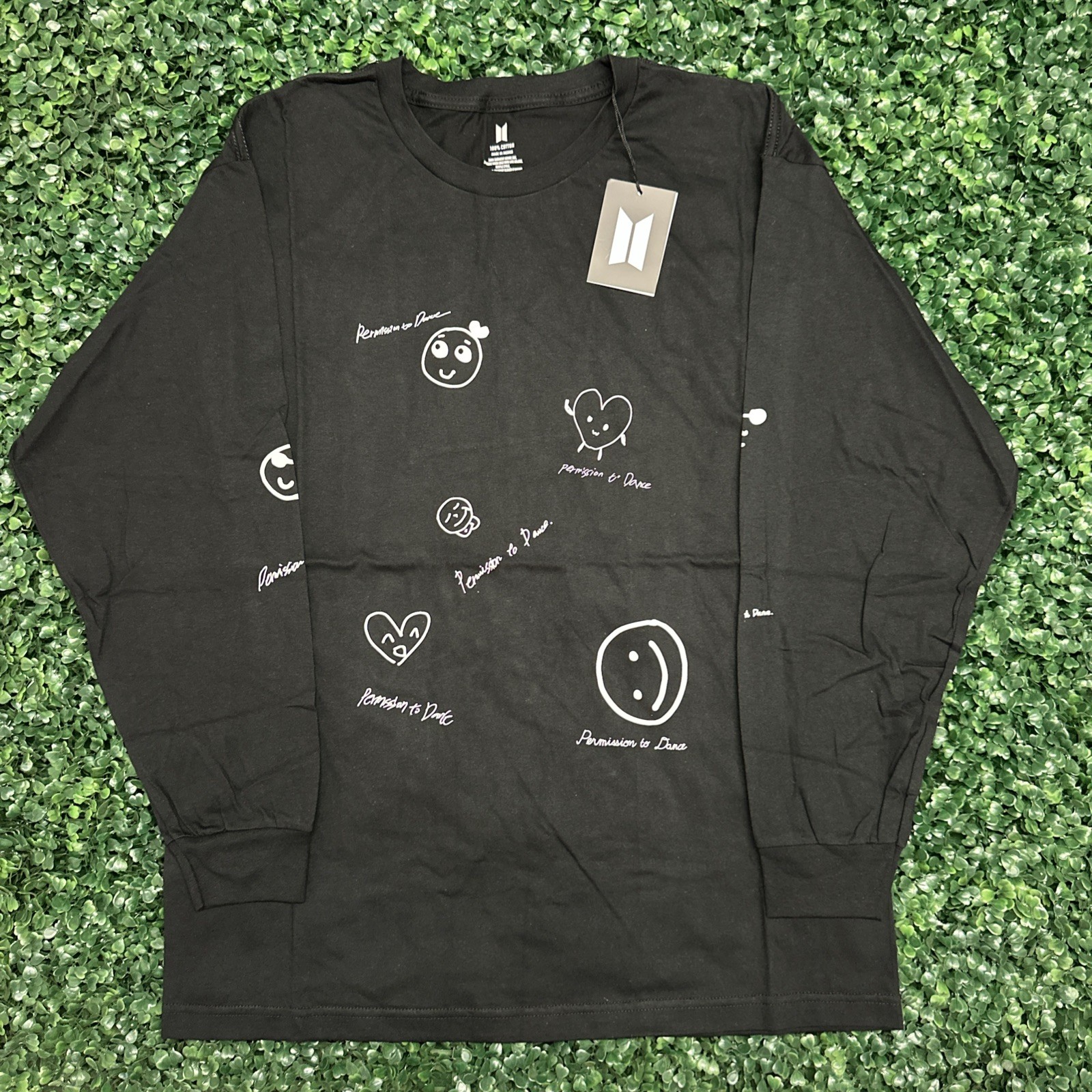 New Official BTS PTD Permission To Dance BLK Drawing Doodle L/S Shirt Large RARE gallery