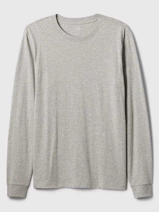 NWT GAP Everyday Long-Sleeve Tee Shirt T-Shirt 100% cotton Heather Gray Men M L gallery